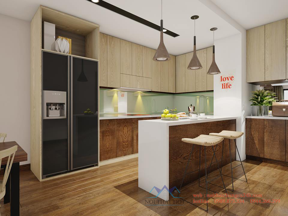 Thiết kế nội thất chung cư đẹp với phòng bếp