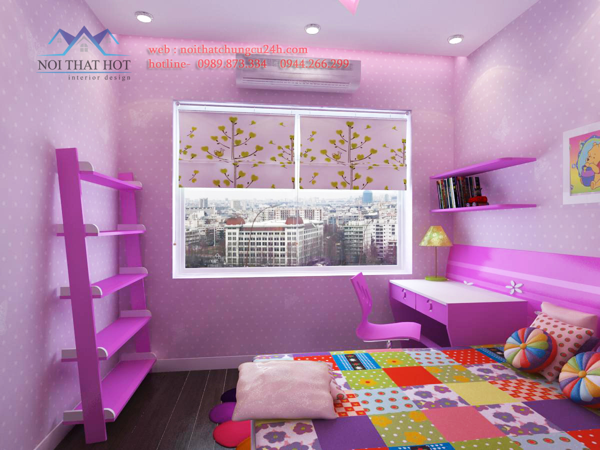 Thiết kế nội thất hiện đại - thiết kế phòng ngủ bé gái