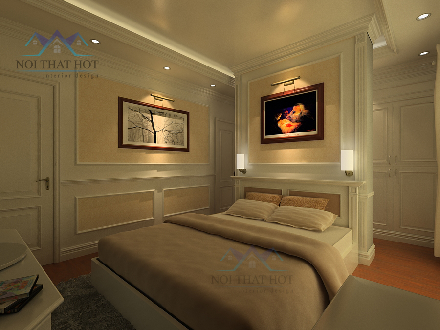 Thiết kế nội thất căn hộ chung cư Royal city với phòng ngủ đẹp