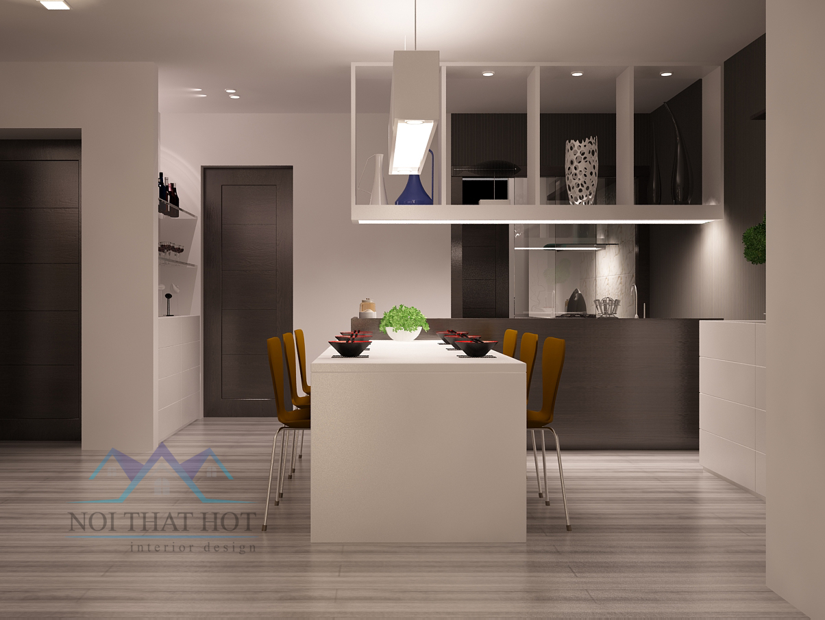 thiết kế nội thất chung cư đơn giản tịa phòng ăn