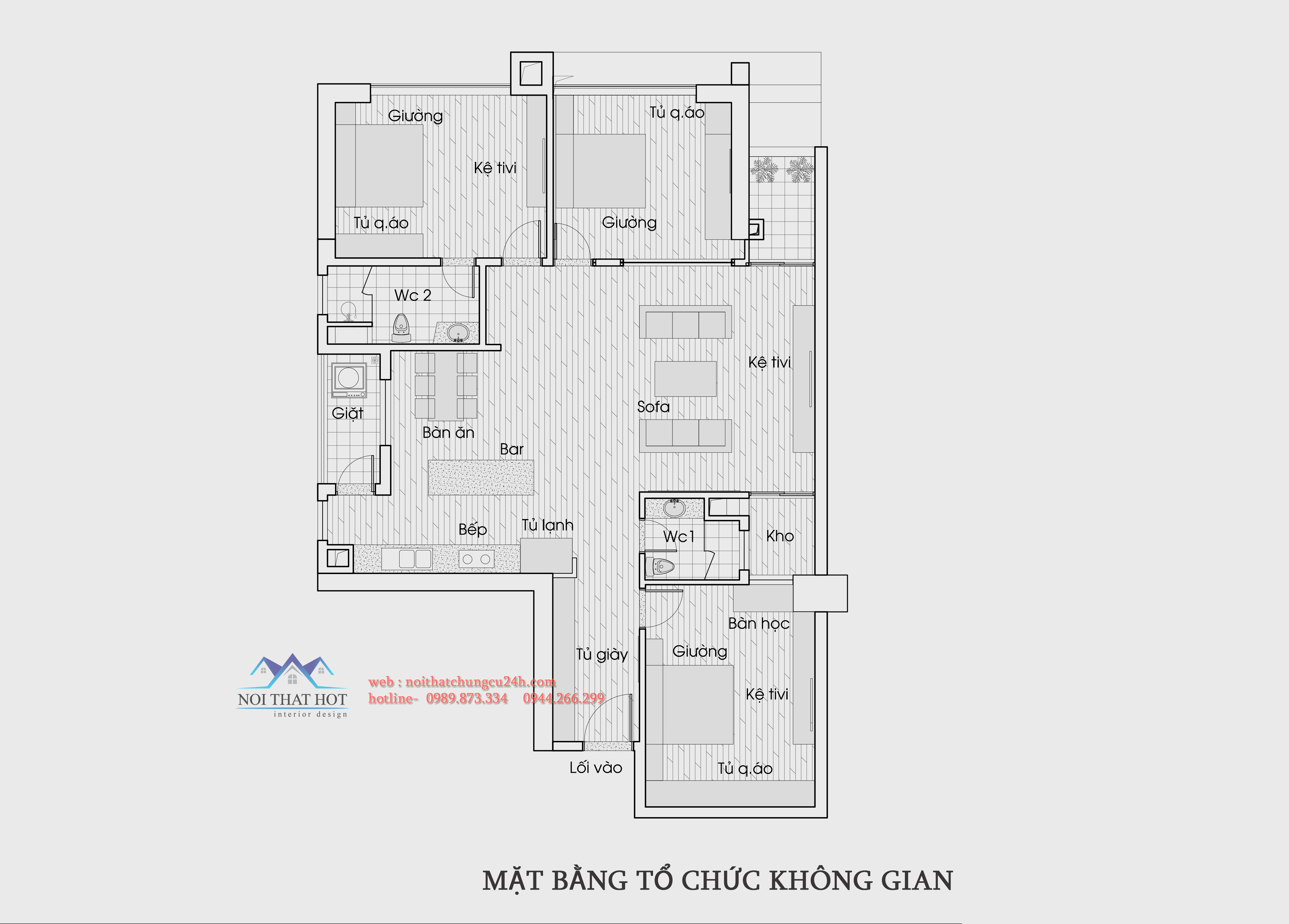 Thiết kế nội thất chung cư 160m2 - tòa nhà FLC Hà Nội - CÔNG TY CỔ ...